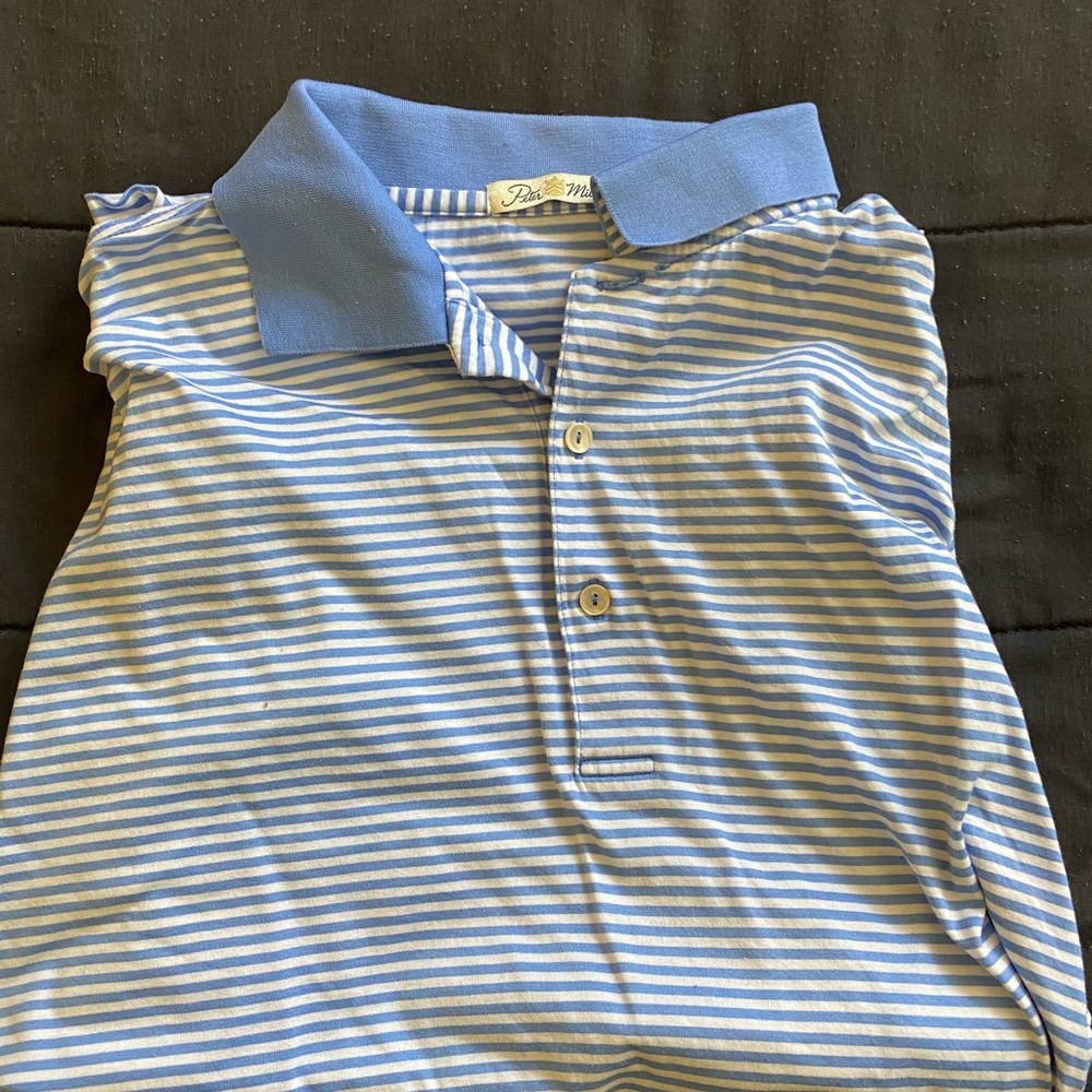 Peter Millar blue striped polo